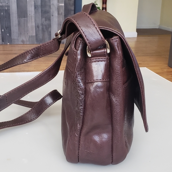 Tula Brown Leather Shoulder Crossbody Bag Purse - Picture 4 of 12